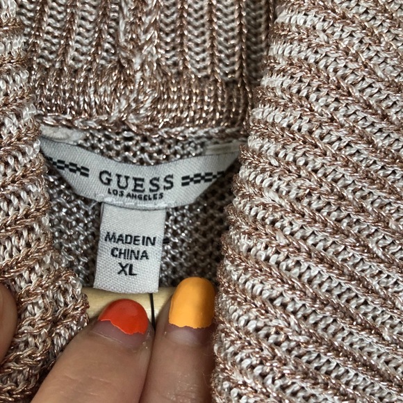 NWT Guess Metallic turtle neck sweater Pink XL - Picture 11 of 14